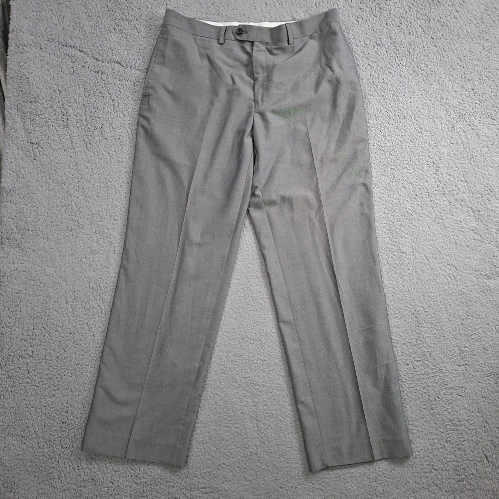 Lauren Ralph Lauren Mens Dress Pants 34x30 Light Gray Chambray Flat Front VTG